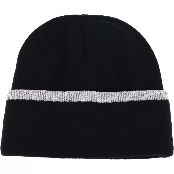 imageTrendy Apparel Shop Rib Knit Lined Reflective BeanieBlack