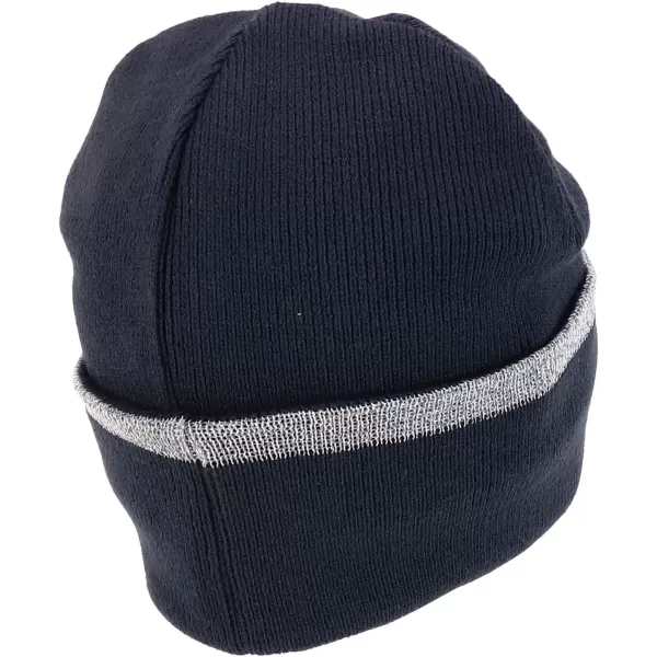 imageTrendy Apparel Shop Rib Knit Lined Reflective BeanieDark Charcoal