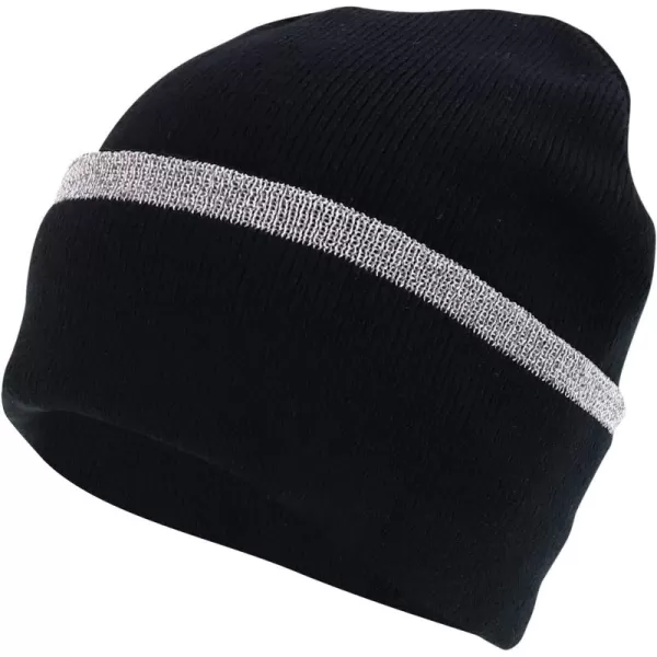 imageTrendy Apparel Shop Rib Knit Lined Reflective BeanieBlack