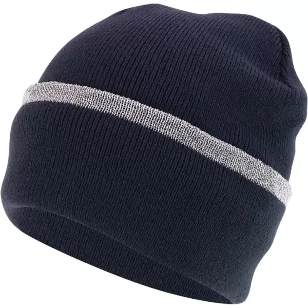 imageTrendy Apparel Shop Rib Knit Lined Reflective BeanieDark Charcoal