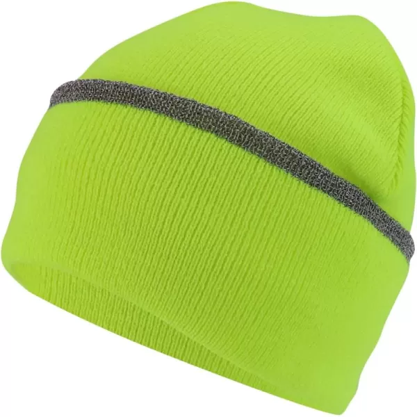 imageTrendy Apparel Shop Rib Knit Lined Reflective BeanieSafety Yellow