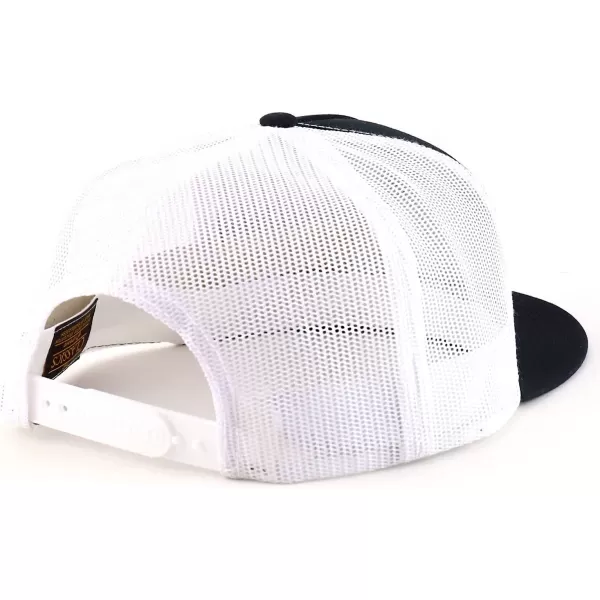 imageTrendy Apparel Shop Flexfit Oversize XXL Structured Blank 5 Panel Flatbill Snapback Mesh CapBlack White