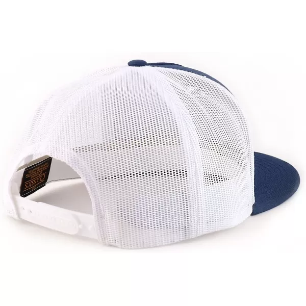 imageTrendy Apparel Shop Flexfit Oversize XXL Structured Blank 5 Panel Flatbill Snapback Mesh CapNavy White