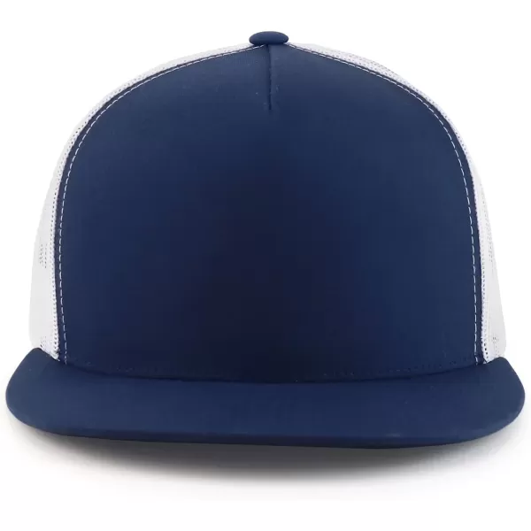 imageTrendy Apparel Shop Flexfit Oversize XXL Structured Blank 5 Panel Flatbill Snapback Mesh CapNavy White