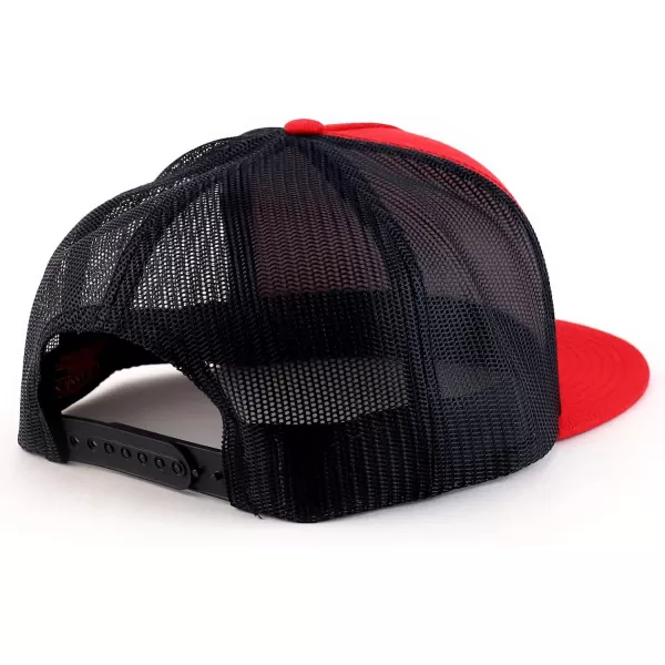 imageTrendy Apparel Shop Flexfit Oversize XXL Structured Blank 5 Panel Flatbill Snapback Mesh CapRed Black