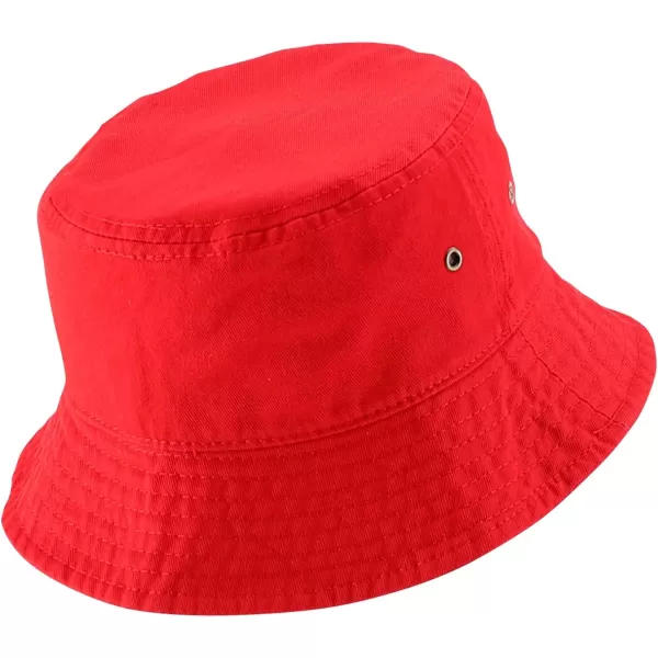 imageTrendy Apparel Shop Kid Size Outdoor 100 Cotton Stonewashed Bucket Hat  52cmRed