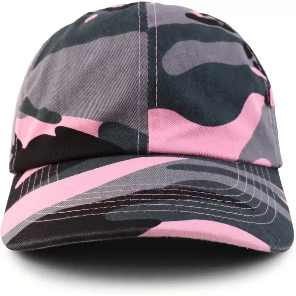 imageTrendy Apparel Shop Oversize XXL Plain Unstructured Soft Crown Cotton Dad HatPink Camo