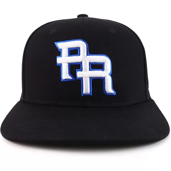 imageTrendy Apparel Shop PR 3D Embroidered Flatbill Snapback Cap with Puerto Rico FlagBlack 1