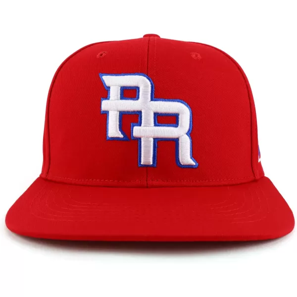 imageTrendy Apparel Shop PR 3D Embroidered Flatbill Snapback Cap with Puerto Rico FlagRed Red