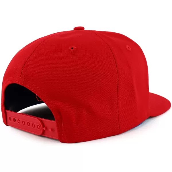 imageTrendy Apparel Shop PR 3D Embroidered Flatbill Snapback Cap with Puerto Rico FlagRed Red