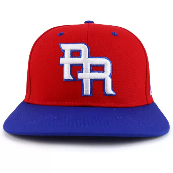 imageTrendy Apparel Shop PR 3D Embroidered Flatbill Snapback Cap with Puerto Rico FlagRed Royal