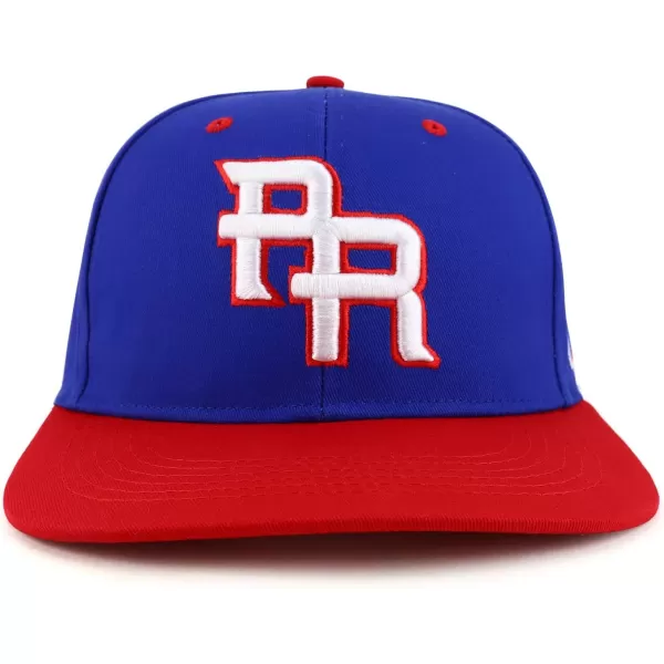 imageTrendy Apparel Shop PR 3D Embroidered Flatbill Snapback Cap with Puerto Rico FlagRoyal Red 2