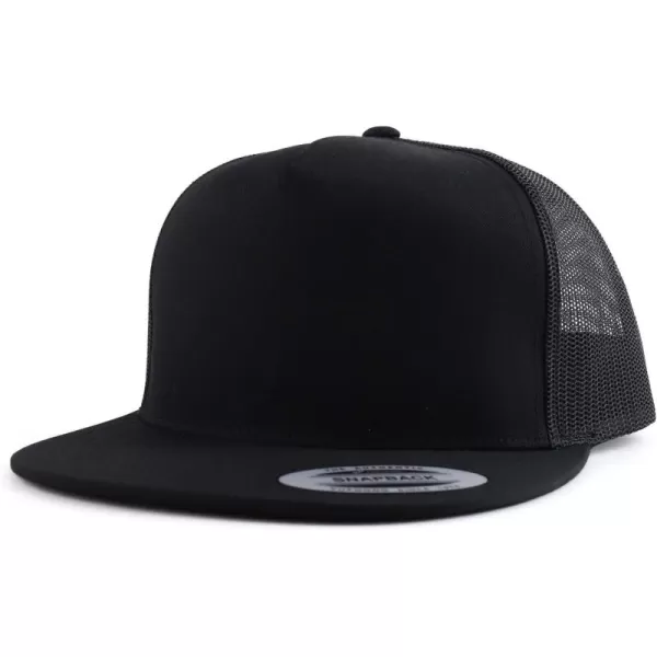 imageTrendy Apparel Shop Flexfit Oversize XXL Structured Blank 5 Panel Flatbill Snapback Mesh CapBlack