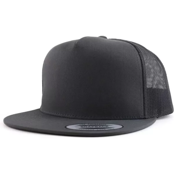 imageTrendy Apparel Shop Flexfit Oversize XXL Structured Blank 5 Panel Flatbill Snapback Mesh CapCharcoal