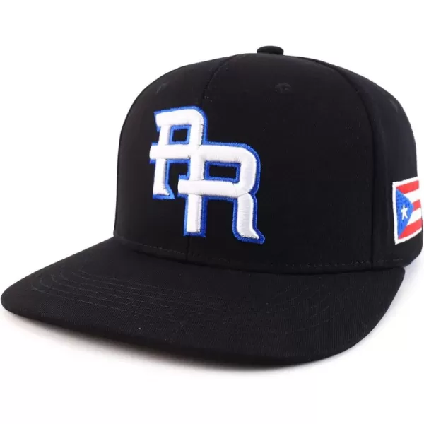 imageTrendy Apparel Shop PR 3D Embroidered Flatbill Snapback Cap with Puerto Rico FlagBlack 1