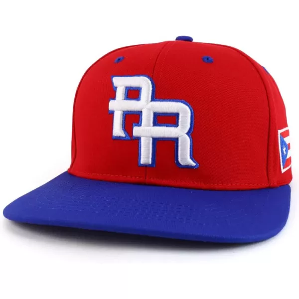 imageTrendy Apparel Shop PR 3D Embroidered Flatbill Snapback Cap with Puerto Rico FlagRed Royal