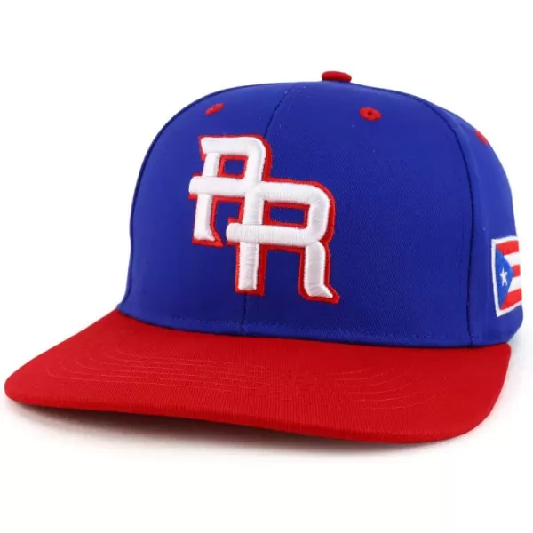 imageTrendy Apparel Shop PR 3D Embroidered Flatbill Snapback Cap with Puerto Rico FlagRoyal Red 2