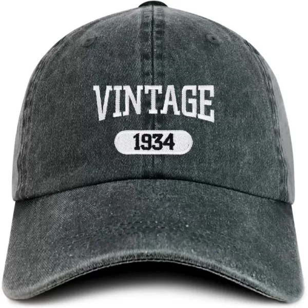 imageTrendy Apparel Shop Vintage 1934 Embroidered 90th Birthday Soft Crown Washed Cotton CapDark Green