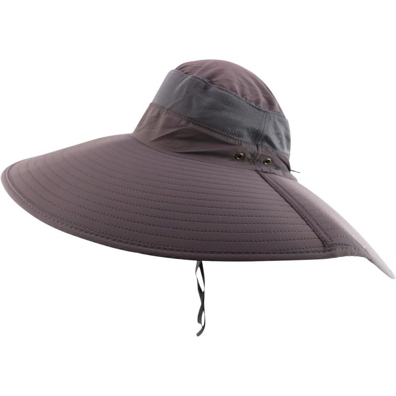 imageTrendy Apparel Shop Wide Brim Waterproof Fisherman Sun Hat with Chin StrapDark Grey