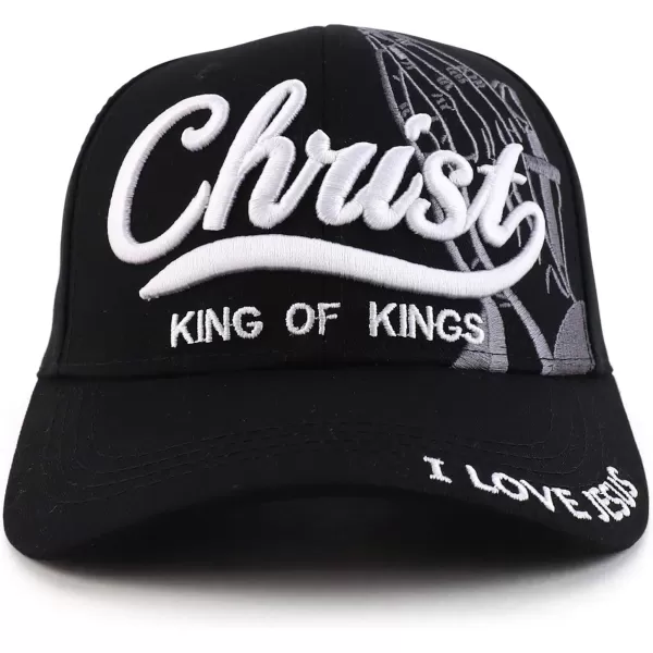 imageTrendy Apparel Shop 3D Christ King of Kings Embroidered Jesus Christian Ball CapBlack