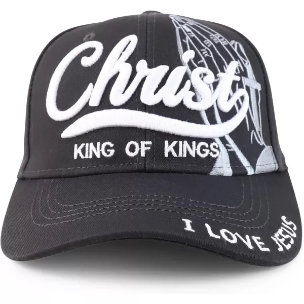 imageTrendy Apparel Shop 3D Christ King of Kings Embroidered Jesus Christian Ball CapCharcoal
