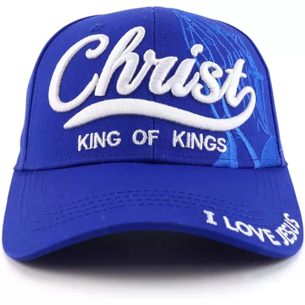 imageTrendy Apparel Shop 3D Christ King of Kings Embroidered Jesus Christian Ball CapRoyal
