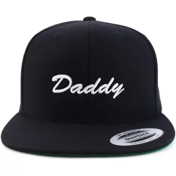 imageTrendy Apparel Shop Flexfit Daddy Script Font Embroidered Structured Flatbill Snapback CapBlack