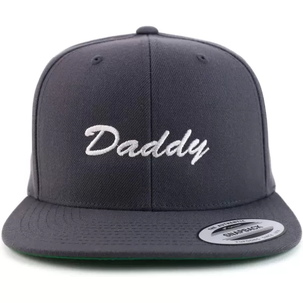 imageTrendy Apparel Shop Flexfit Daddy Script Font Embroidered Structured Flatbill Snapback CapCharcoal