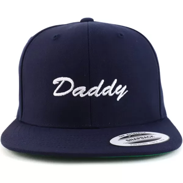 imageTrendy Apparel Shop Flexfit Daddy Script Font Embroidered Structured Flatbill Snapback CapNavy