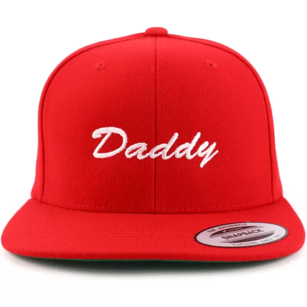 imageTrendy Apparel Shop Flexfit Daddy Script Font Embroidered Structured Flatbill Snapback CapRed