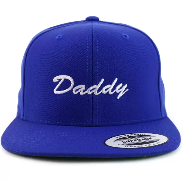 imageTrendy Apparel Shop Flexfit Daddy Script Font Embroidered Structured Flatbill Snapback CapRoyal