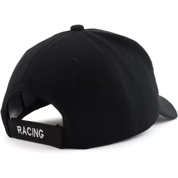 imageTrendy Apparel Shop Racing 3D Embroidered Flame Car Race Flag Baseball CapBlack