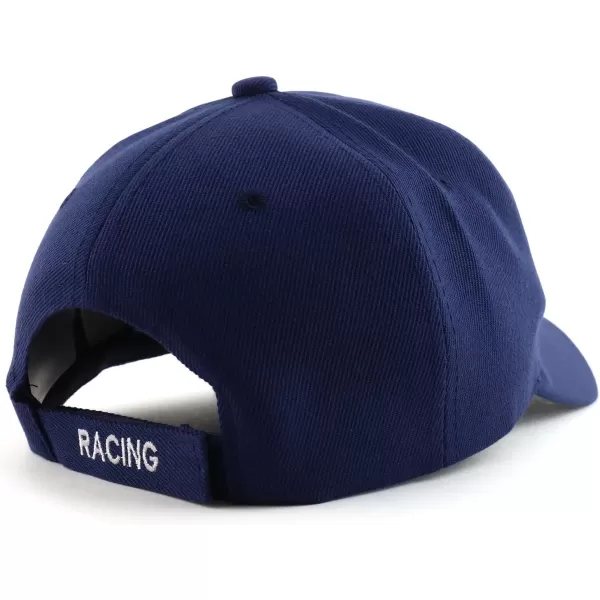imageTrendy Apparel Shop Racing 3D Embroidered Flame Car Race Flag Baseball CapNavy