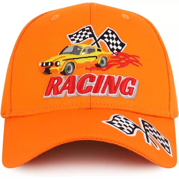 imageTrendy Apparel Shop Racing 3D Embroidered Flame Car Race Flag Baseball CapOrange