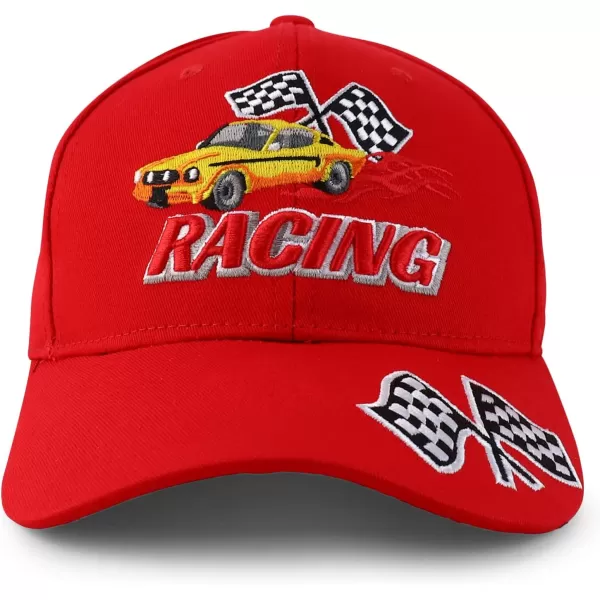 imageTrendy Apparel Shop Racing 3D Embroidered Flame Car Race Flag Baseball CapRed