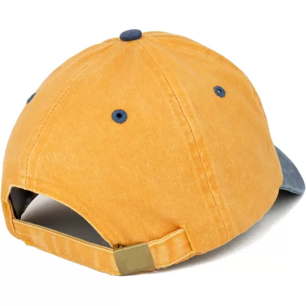 imageTrendy Apparel Shop Vintage 1954 Embroidered 70th Birthday Soft Crown Washed Cotton CapMustard Navy