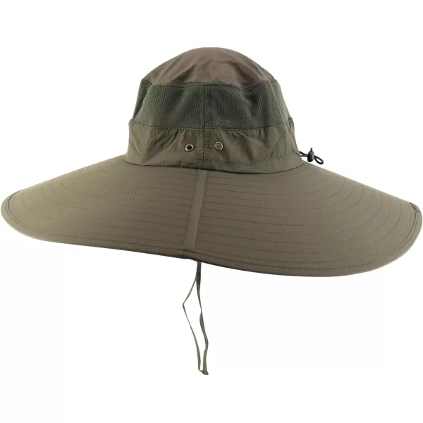imageTrendy Apparel Shop Wide Brim Waterproof Fisherman Sun Hat with Chin StrapArmygreen