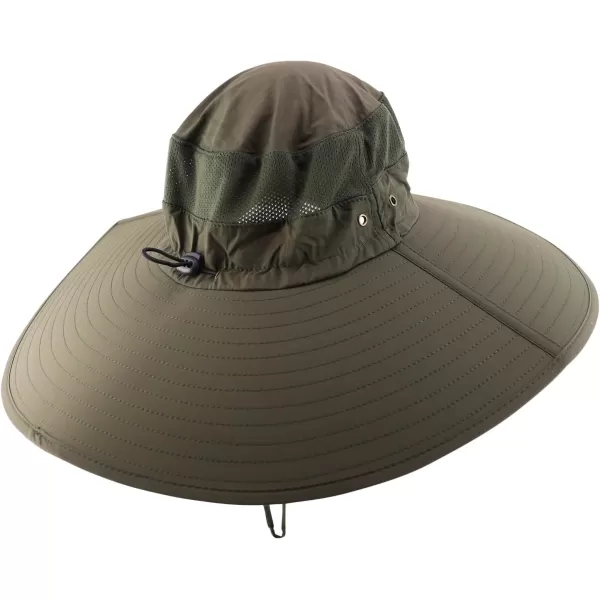 imageTrendy Apparel Shop Wide Brim Waterproof Fisherman Sun Hat with Chin StrapArmygreen
