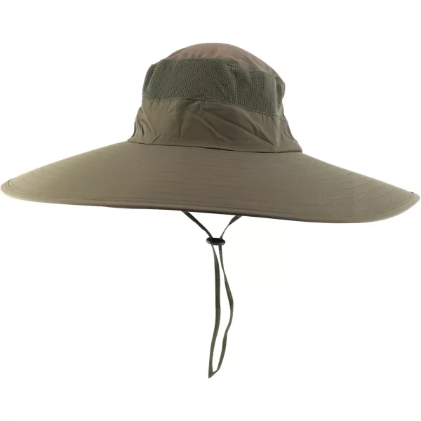 imageTrendy Apparel Shop Wide Brim Waterproof Fisherman Sun Hat with Chin StrapArmygreen