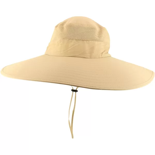 imageTrendy Apparel Shop Wide Brim Waterproof Fisherman Sun Hat with Chin StrapKhaki