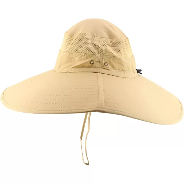 imageTrendy Apparel Shop Wide Brim Waterproof Fisherman Sun Hat with Chin StrapKhaki