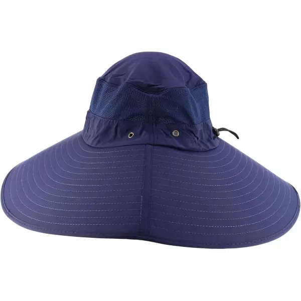 imageTrendy Apparel Shop Wide Brim Waterproof Fisherman Sun Hat with Chin StrapNavy