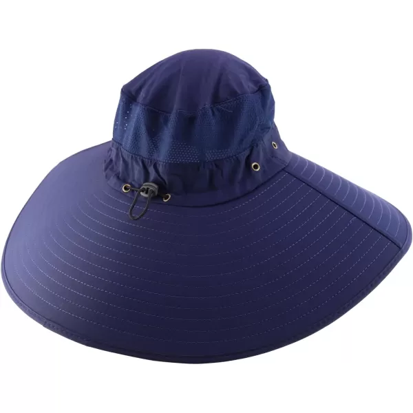 imageTrendy Apparel Shop Wide Brim Waterproof Fisherman Sun Hat with Chin StrapNavy