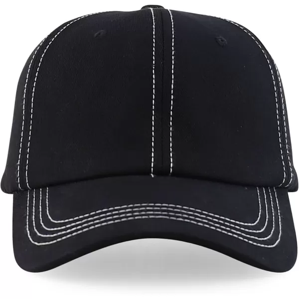 imageTrendy Apparel Shop XXL Oversize Unstructured Washed Cotton Ball Cap with White StitchingBlack