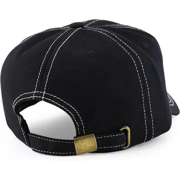 imageTrendy Apparel Shop XXL Oversize Unstructured Washed Cotton Ball Cap with White StitchingBlack
