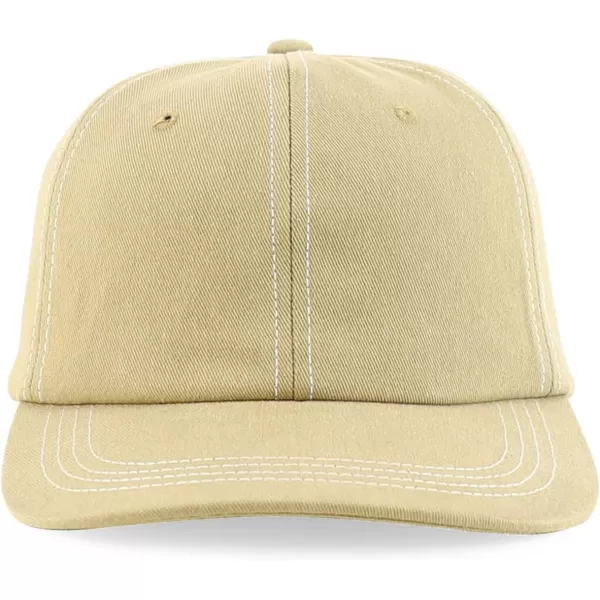 imageTrendy Apparel Shop XXL Oversize Unstructured Washed Cotton Ball Cap with White StitchingKhaki