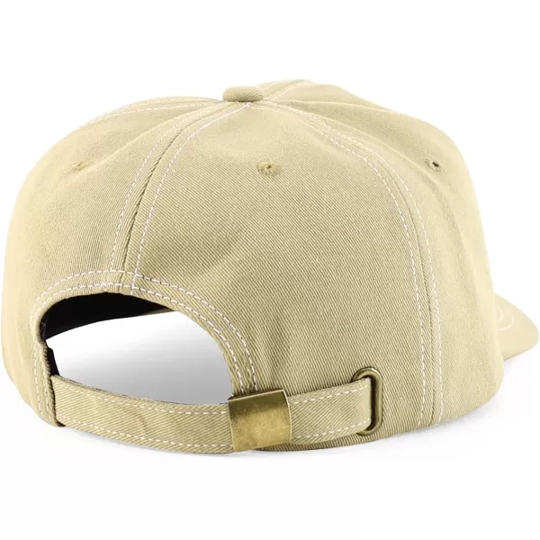 imageTrendy Apparel Shop XXL Oversize Unstructured Washed Cotton Ball Cap with White StitchingKhaki