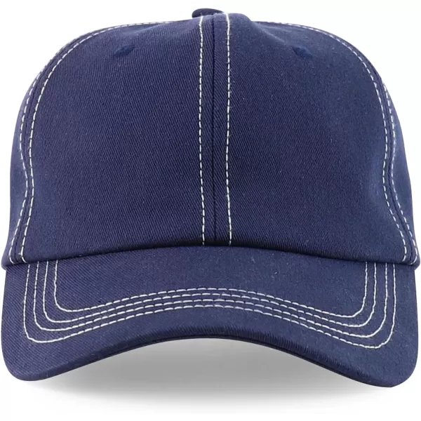 imageTrendy Apparel Shop XXL Oversize Unstructured Washed Cotton Ball Cap with White StitchingNavy