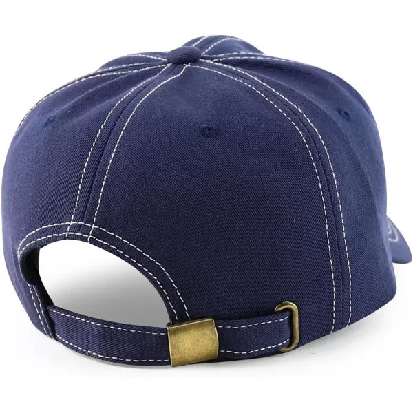 imageTrendy Apparel Shop XXL Oversize Unstructured Washed Cotton Ball Cap with White StitchingNavy