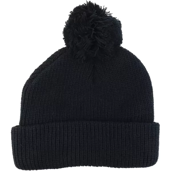 imageTrendy Apparel Shop XXL Oversized Solid Pom Pom Winter Ribbed Cuffed BeanieBlack